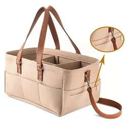 Изготовленный На Заказ войлочный детский подгузник Caddy органайзер для детской коляски сумка хранения корзина с кожаным ремешком через плечо и
