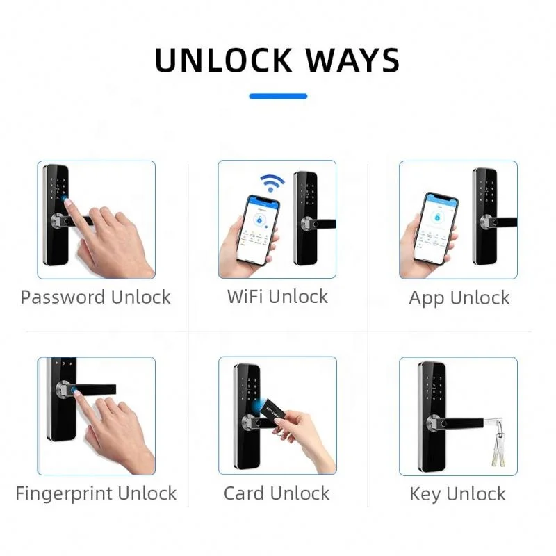 Smart Lock Fingerprint Password BLE Unlock App Control Smart Door Lock