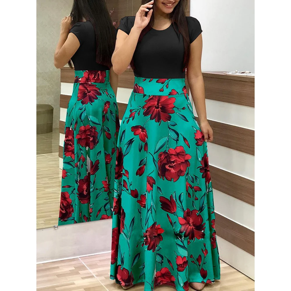 2023 Hot Summer Casual Dress For Women Elegant Party Floral Maxi Dress ...