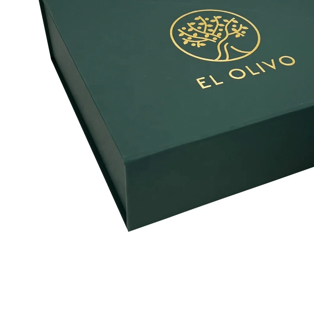 Luxury Green Flap Lid Packaging Rigid Cardboard Custom Folding Boxes Magnetic Closure Gift Box