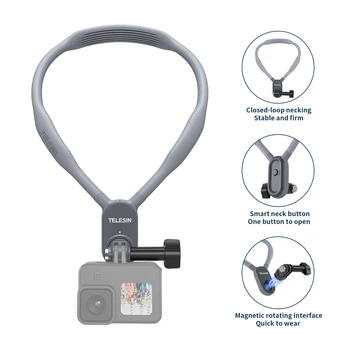 Telesin Action & Sports Camera Accessory Neck Strap Magnetic Rotation Mount for GoPro Camera and Cellphone Mount detail image