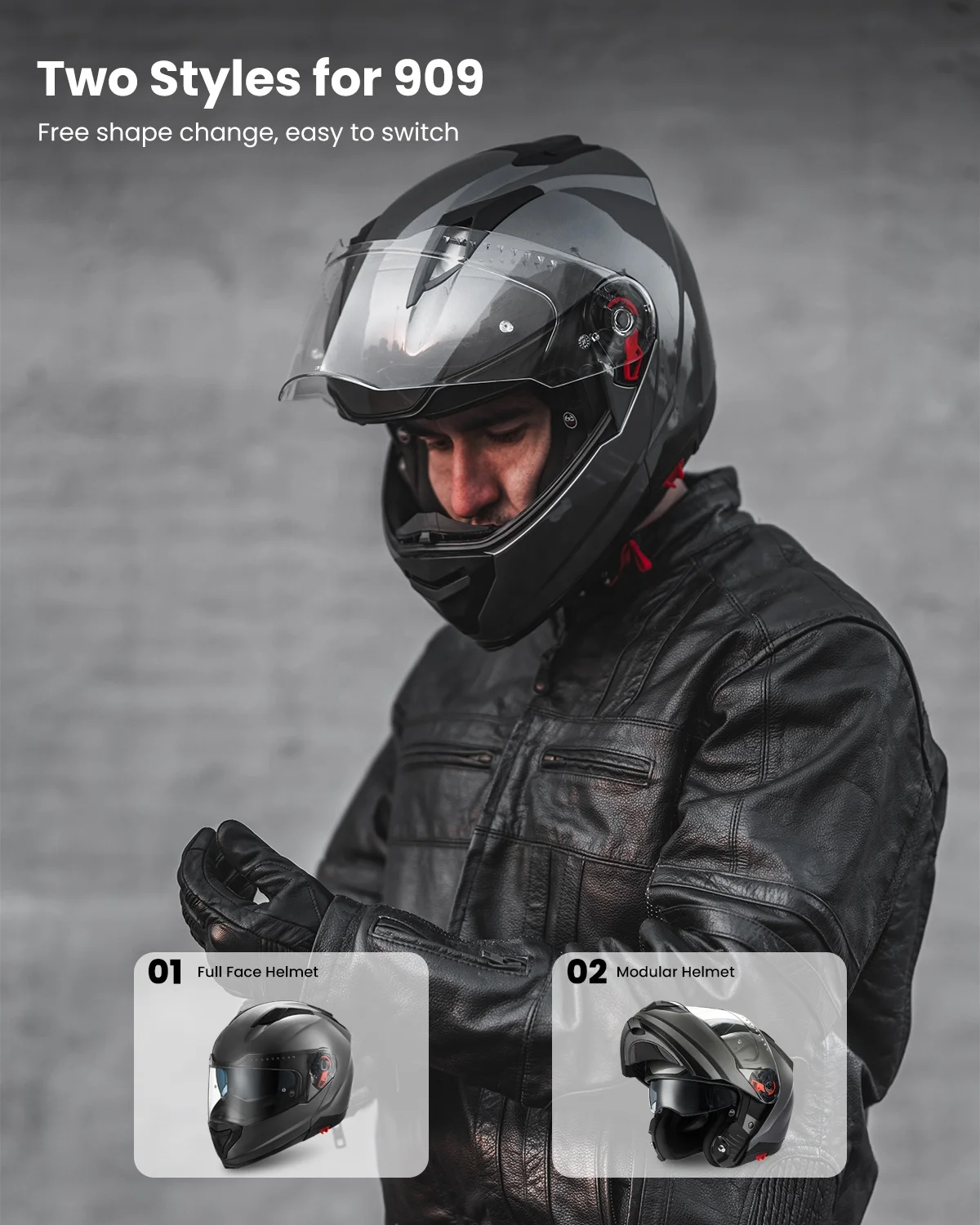 Helm motor Pinlock Full Face, helm Flip up kompatibel DOT Model 909 ILM  Modular