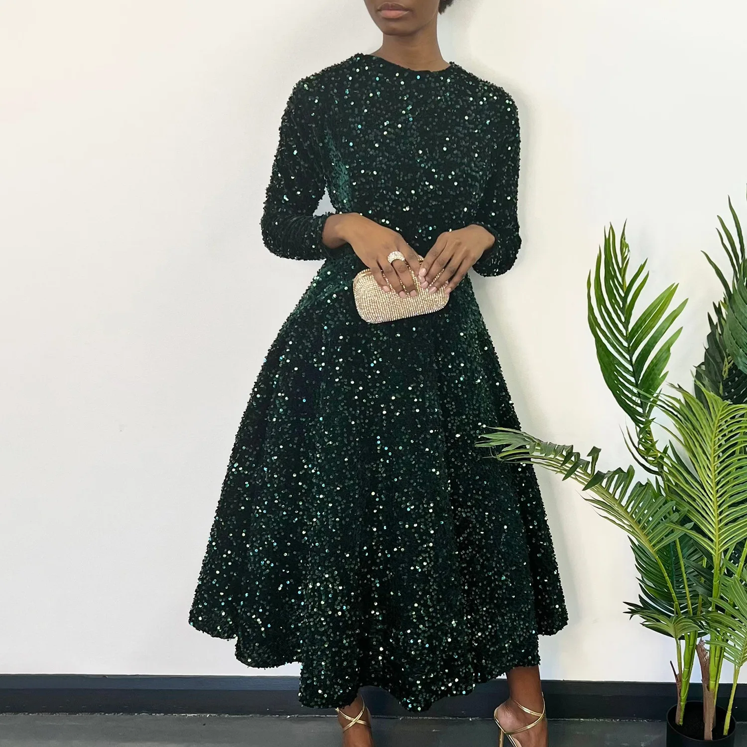 lovely lady dresses Modest Evening Gown Dress Shining Beautiful Elegant Banquet for Women T206 stylecode~Delara Maxi Dress