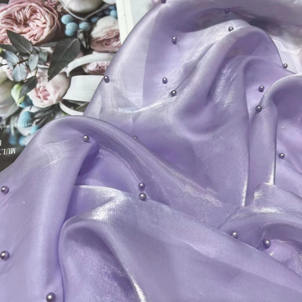 Multiple Colors Soft Light Beaded Organza Fabric Buy Organza Fabric