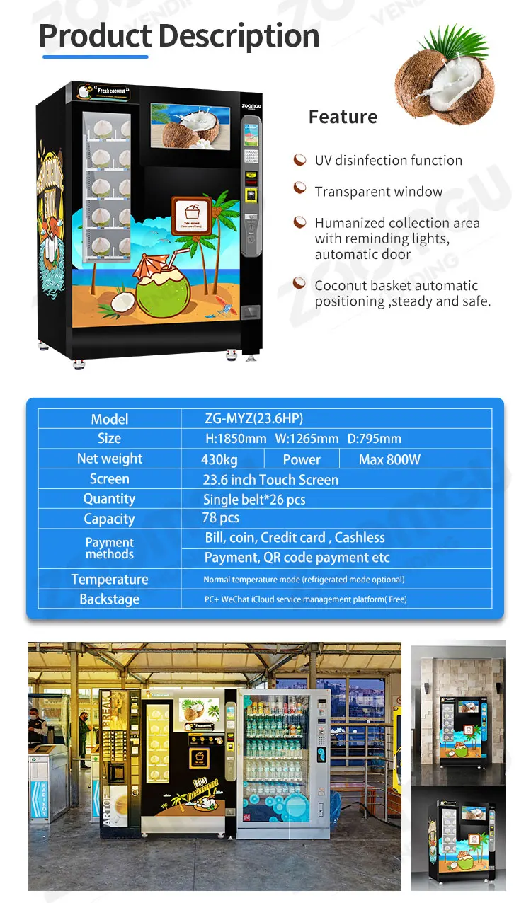 Zoomgu Fresh Coconut Juice Vending Machine Automatic Multifunctional