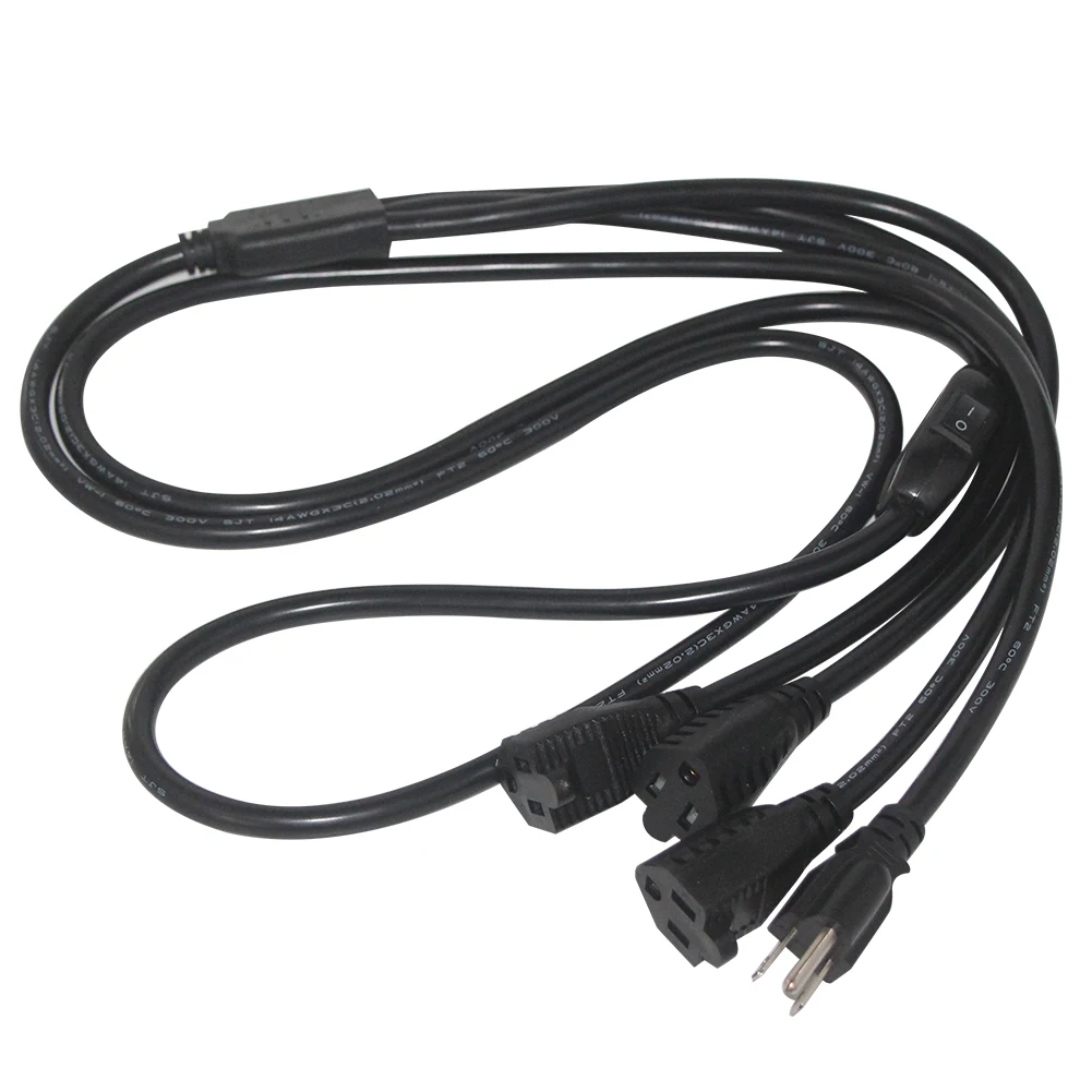 SJT 14 16AWG ac extension Cable PVC black us male to female Nema5-15P splitter y type power cord 23