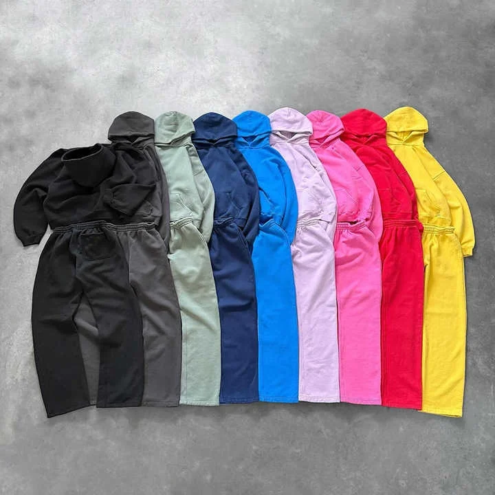 Salati Custom Winter Oversized Cotton Baggy Blank Hoodies and Sweatpants Set Man Jogging Suit Sweatsuit Sports Tracksuit for Men gallery 3