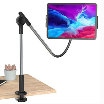 Gooseneck Tablet Holder for Bed Adjustable Tablet Stand Gooseneck Mobile Phone Holder Flexible Long Arm Tablet Mount for iPad