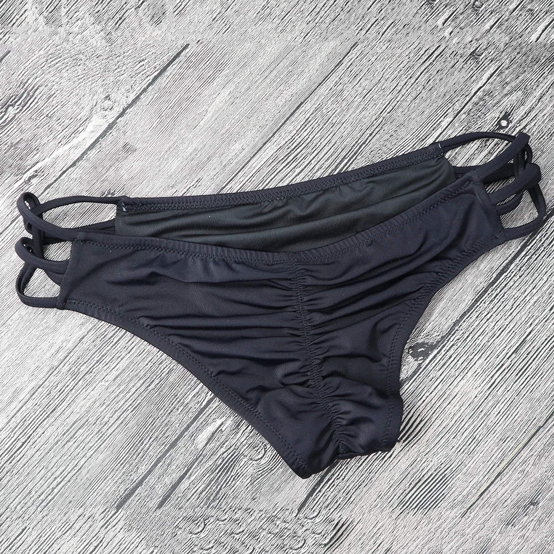 Solid Thong Crisscross Side Bikinis Panty Cut-out Detail Low Waist ...