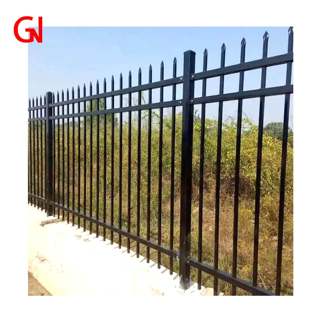 China Factory Garden Wrought Iron Steel Security Palisade Metal Fencing Pool Fence Spear Picket Railing Panel High Quality