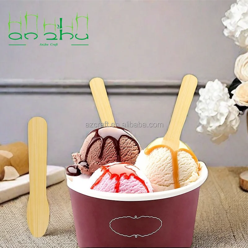 Bulk Disposable Ice Cream Tasting Sticks Dessert Spoons for Tasting Wooden Ice Cream Paddle Spoons