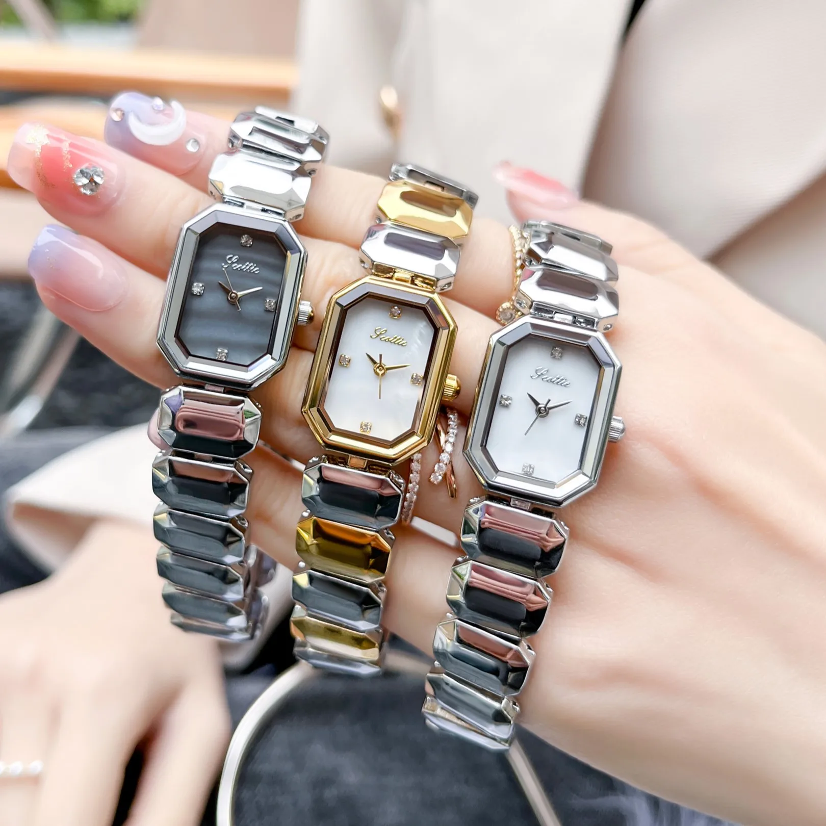 Scottie 9610 Octagon Shape Dial Women's Stainless Steel Watch