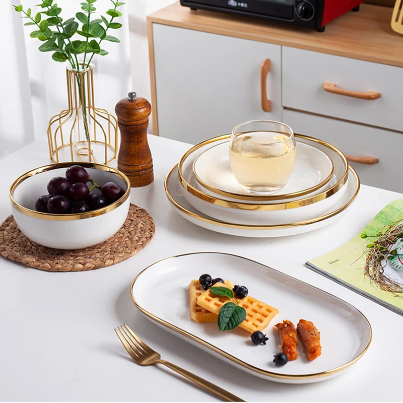 Nordic Luxury Wedding White Dishes Plates Dinner Set