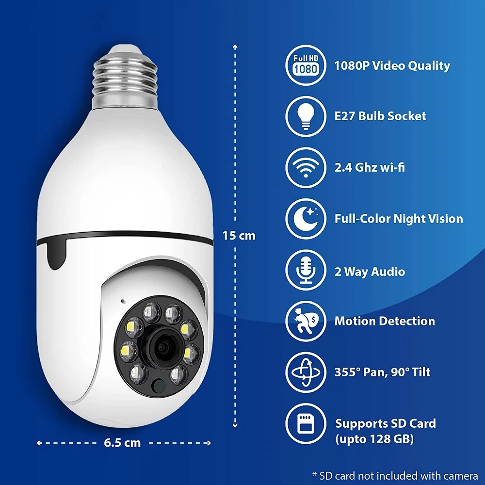 Hot Selling 360 Panoramic Camara De seguridad Cctv Smart Home Security IP Wireless Light Bulb Wifi Camera 360 Degree