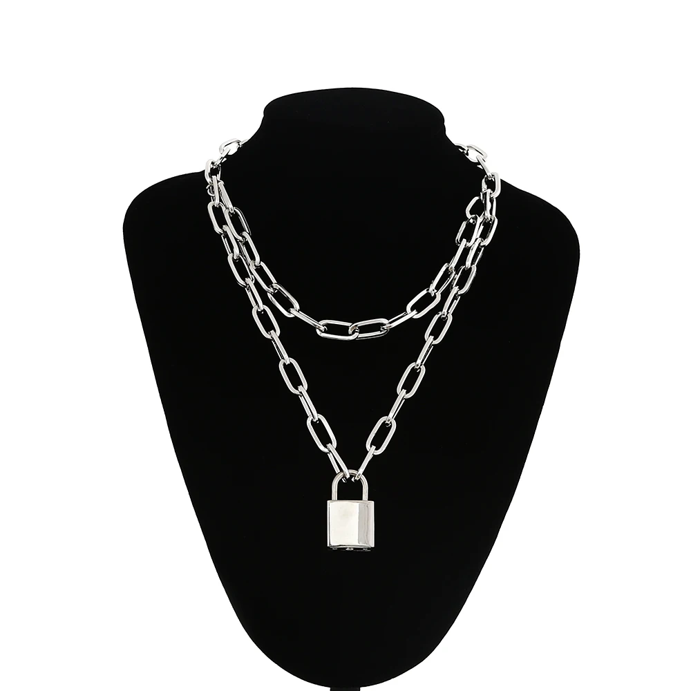 Punk Padlock Chain Necklace 