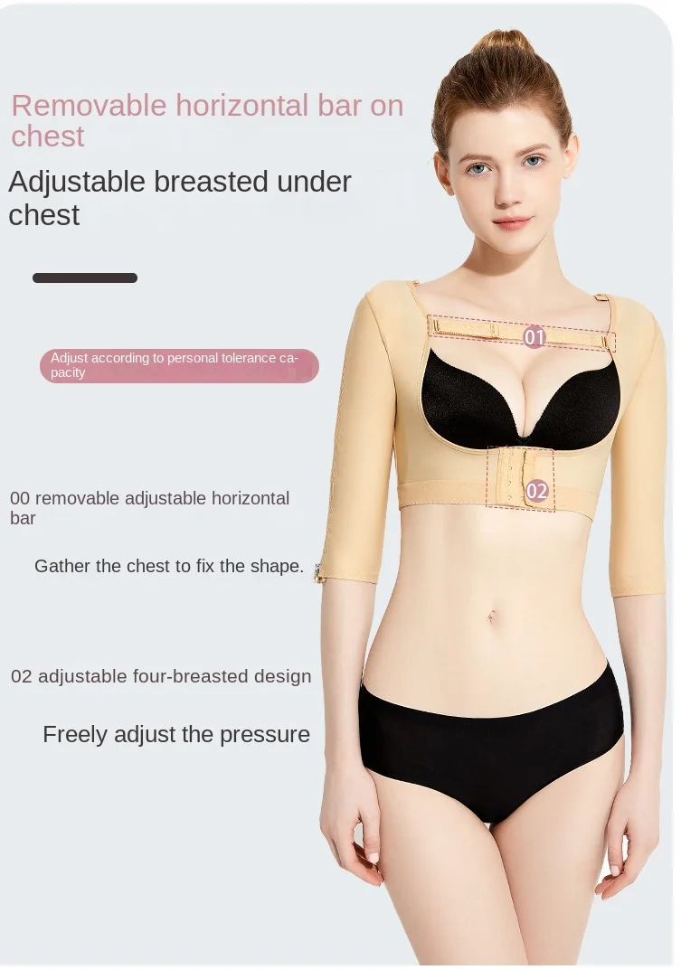 ZOYIAME BBL Upper Arm Shaper for Women Post-Surgical Thin Back Sculpting Breast Open Bust Lipo Fajas Colombianas with Sleeves
