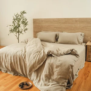 Wholesale Modern Linen Bedding Comforter Set Biodegradable Soft Duvet Cover with Pure French Fabric Woven Technique