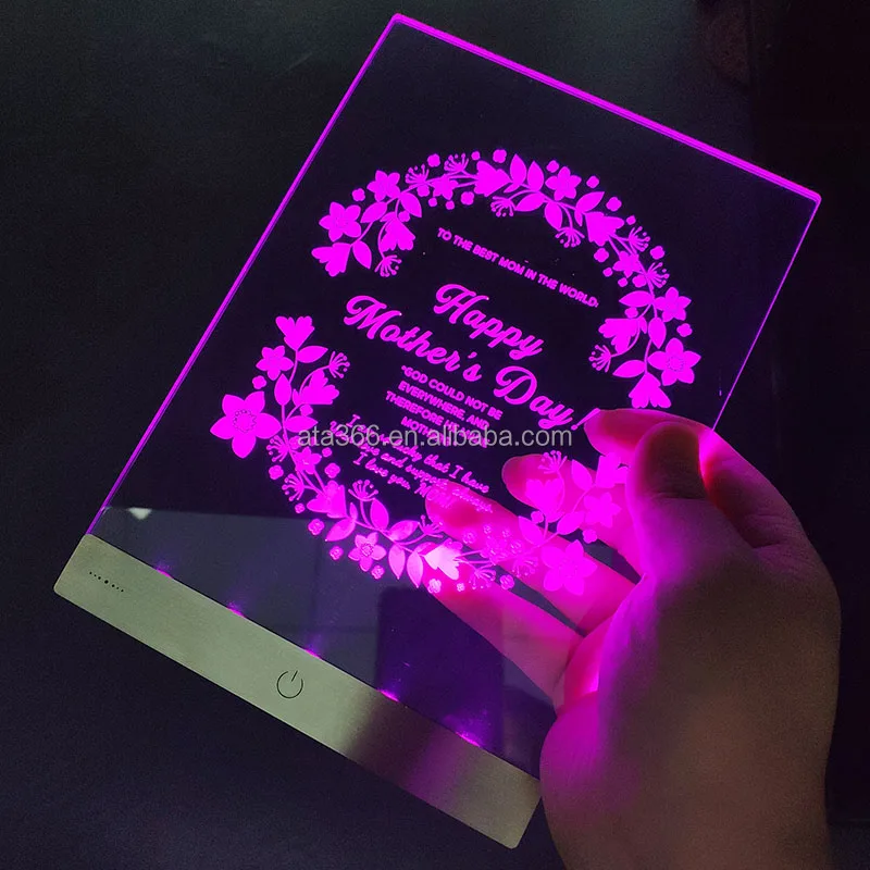1 Luxury LED Invitation Card Custom Unique Acrylic Light Wedding Card with Envelope Box Laser Cut Wedding Invitation Card