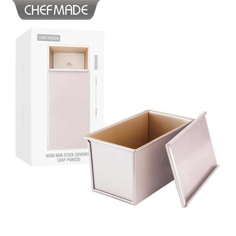 CHEFMADE WK9088 Bakeware Baking Tool Carbon Steel Non Stick Corrugated Baking Toast Mold Box Loaf Pan With Sliding Cover