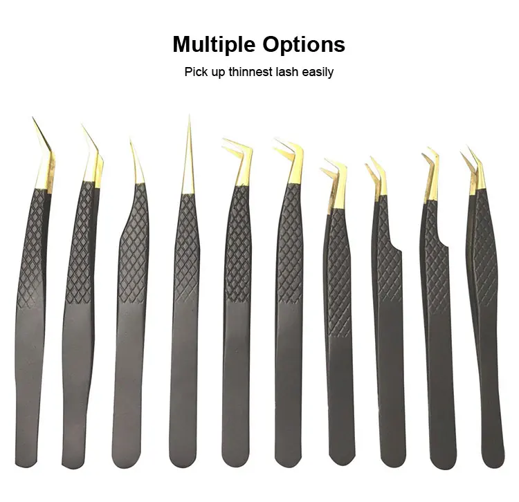 Custom Black Lash With Grip Lash Extension Tweezers Fiber Tip Made In