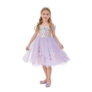 Christmas Princess Elsa Queen Children's Costume Gradually Changing Purple Sequined Long-Sleeved Detachable TV Movie for Girls