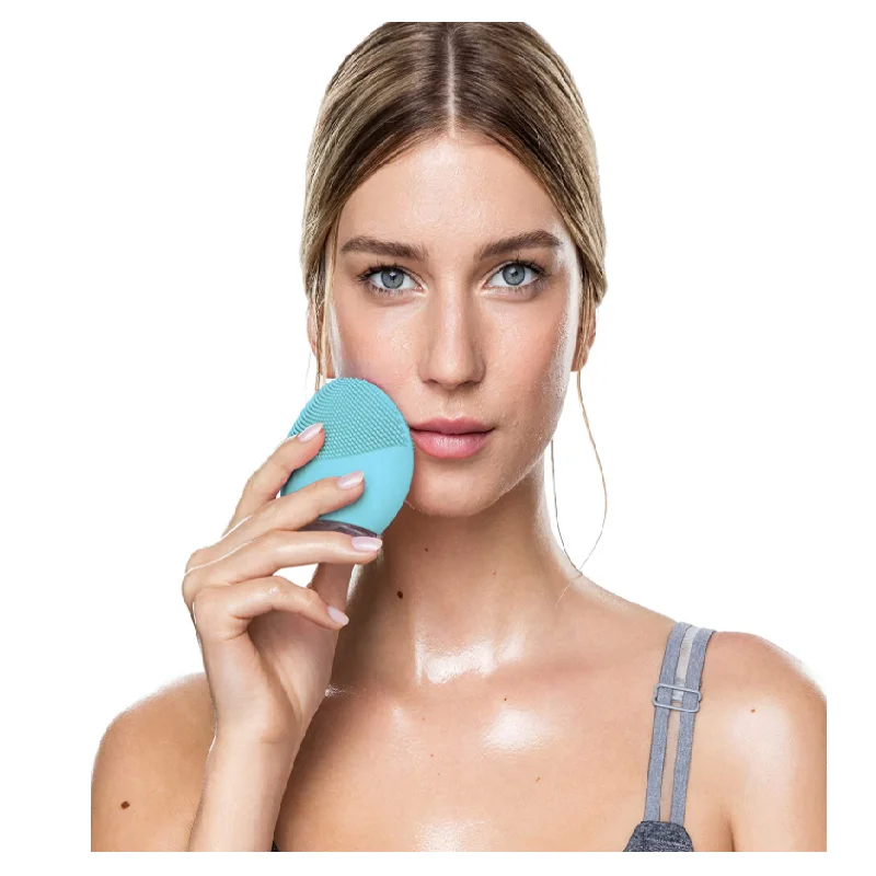 PSB custom soft handheld rechargeable mini electric inface sonic silicone face facial cleansing exfoliating brush