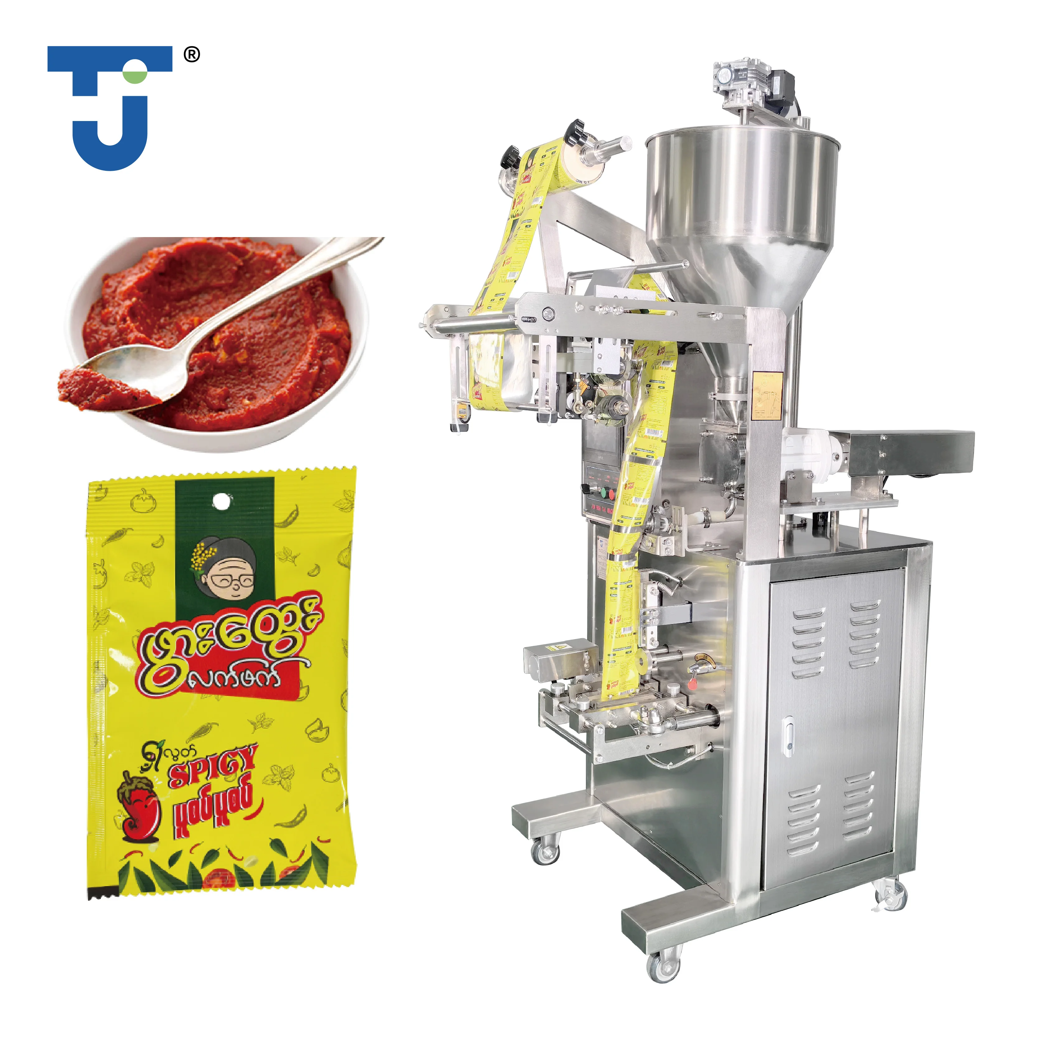Peanut Butter Automatic VFFS Multi-function Packing Sachet Filling Sealing Machine Packaging Food Thick Paste Sauce Pump Jam PLC