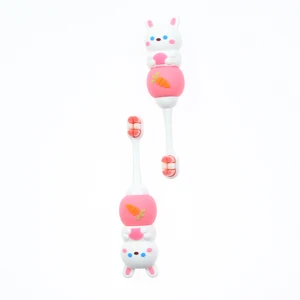 Ultra Fine so Cute Lovely Rabbit Toothbrush pink Gentle Baby Oral Care Soft Training 3d Tooth Brush PET Box Packing