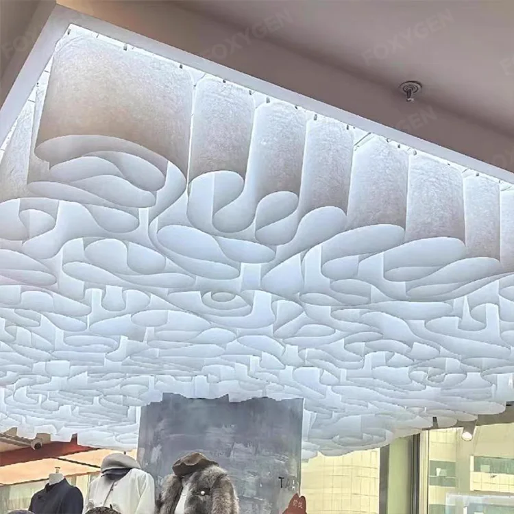 Foxygen Wedding Wavy Type Cloud Design Wind-Driven Decoration French Textured Dupond Paper Ceiling