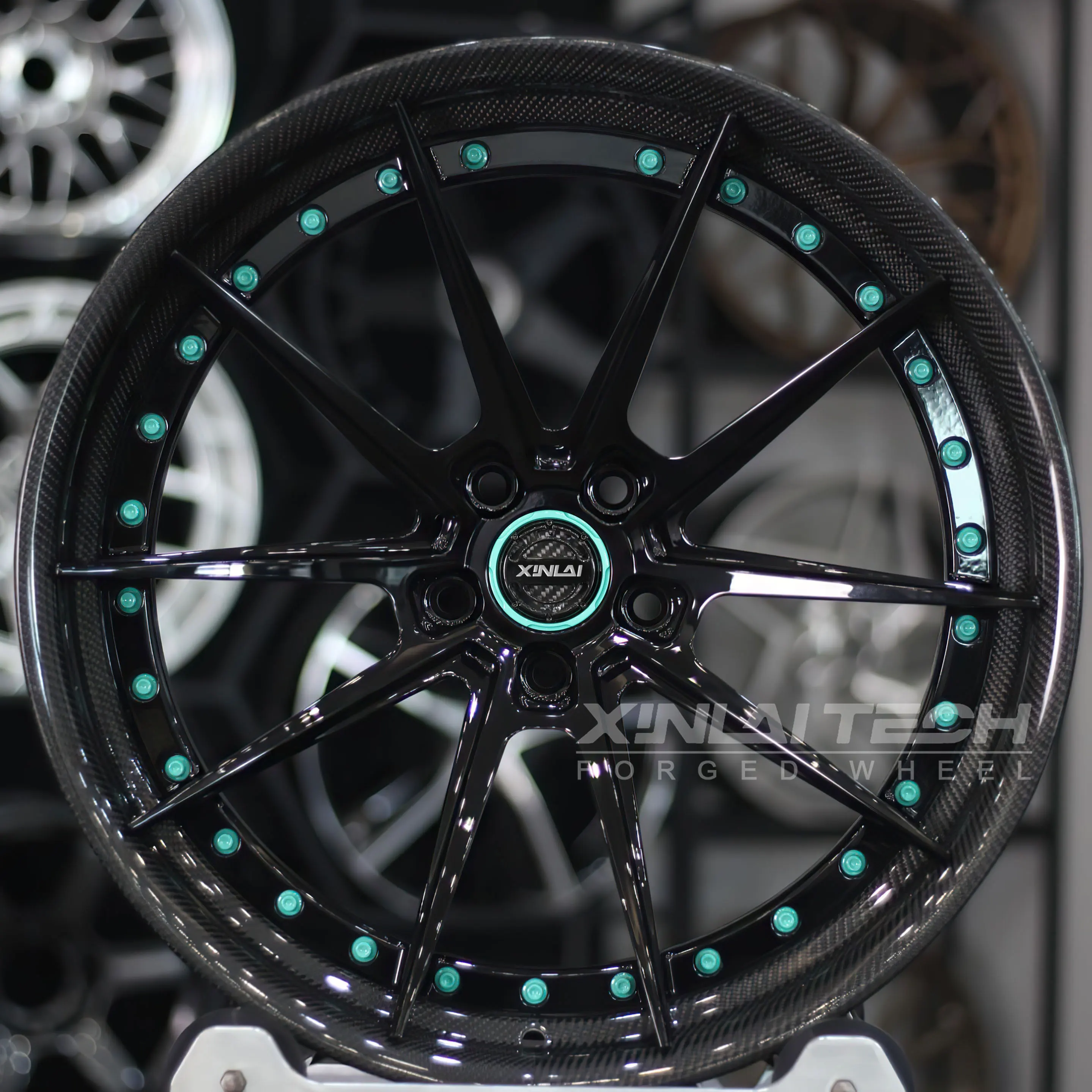 XL 2-piece Forged Black Carbon Fiber Wheel 5x120 5x112 5x114.3 Custom Wheels 18 19 20 21 22 26 Inch Racing Car Wheel - Image 1