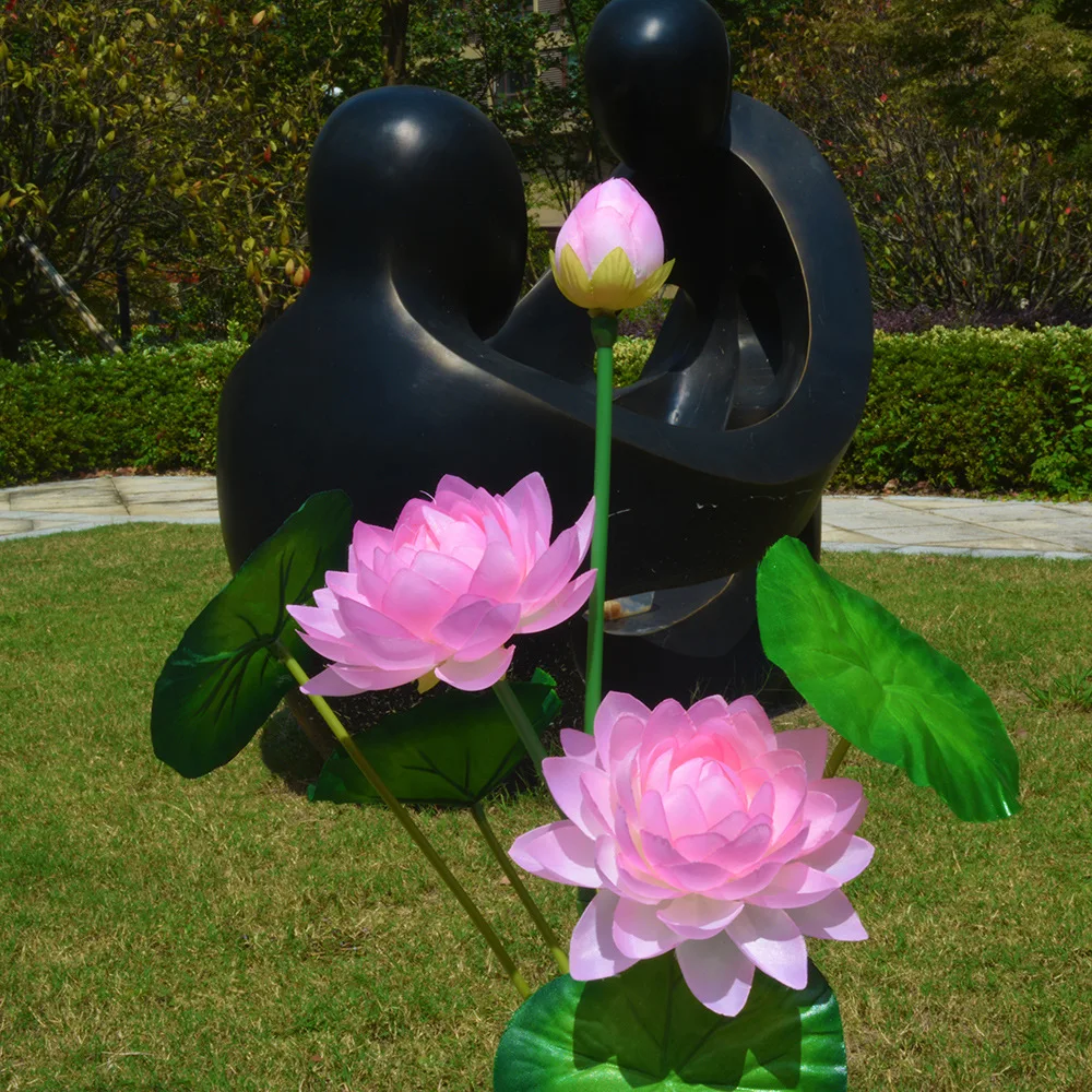 Garden Light Multicolor Changing Solar Powered Fountain Pond Pathway Light Outdoor Landscape Path Lawn Lotus Flower Lamp