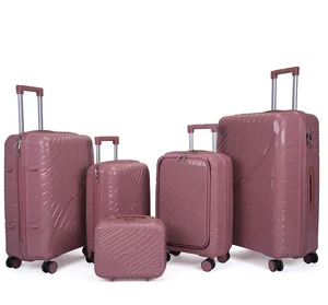 Wholesale Luxury Lightweight Polypropylene Travel Bag Set 14 20 24 28 Inch Spinner Trolley Luggage Men's Zipper for Outdoor Use