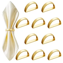Nicro Luxury Wedding Party Buffet Table Setting Dinner Decoration Semicircle Stainless Steel Gold Metal Napkin Rings Holder