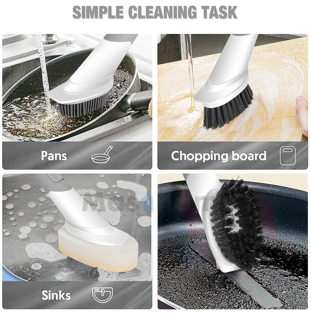 Masthome Smart Kitchen Cleaner 3 Replaceable Cleaning Head Brush Soap