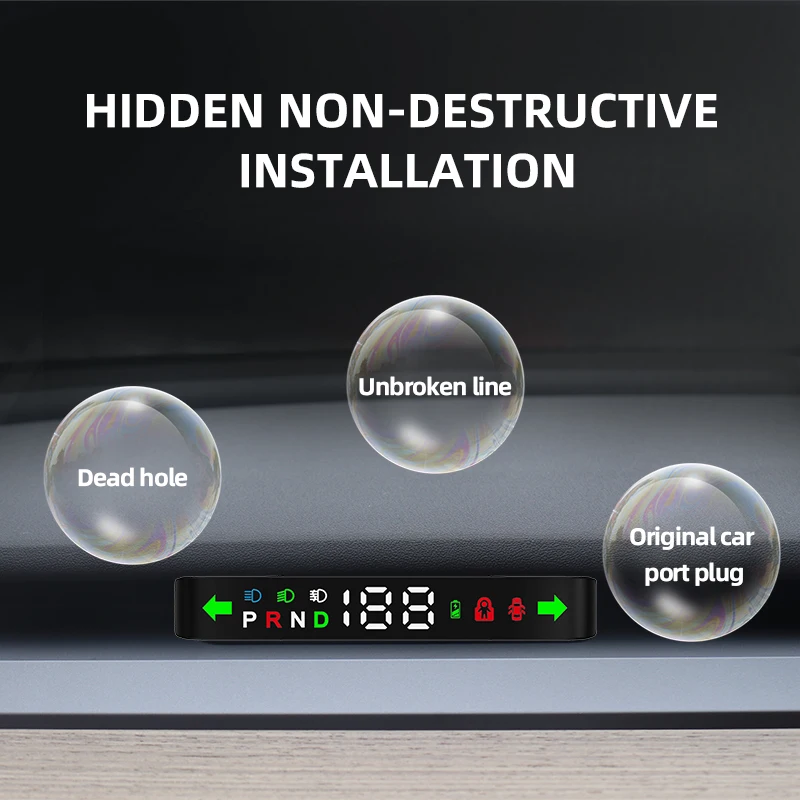 V613 Fully Functional Hidden Air Code Meter HUD New Update Car LED HUD Speed OBDII Universal Digital Head up Display HUD