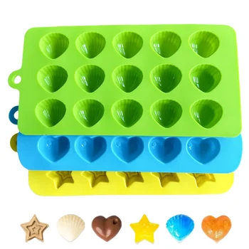 Hot Sale Chocolate Candy Molds Hearts Stars Shells Shape Silicone Jelly Mold Different Shape Silicone Baking Gummy Molds