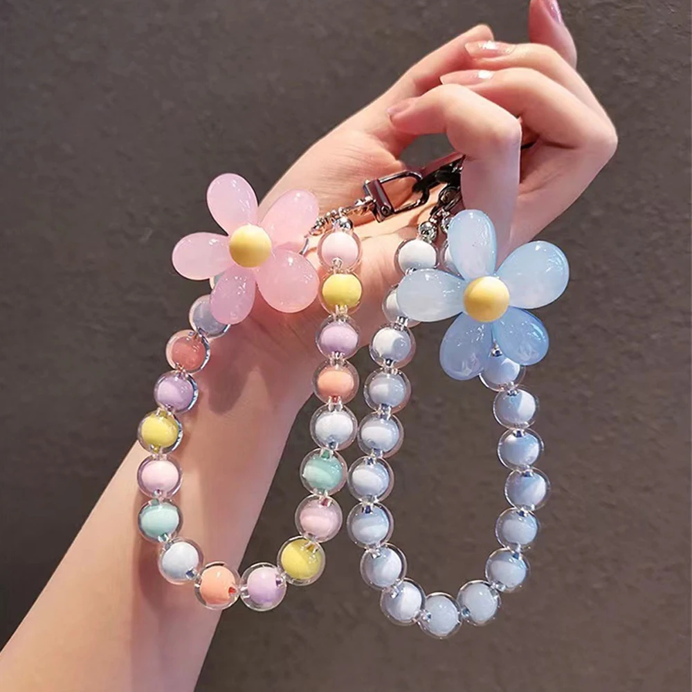 Candy Color Bead Flower Phone Chain