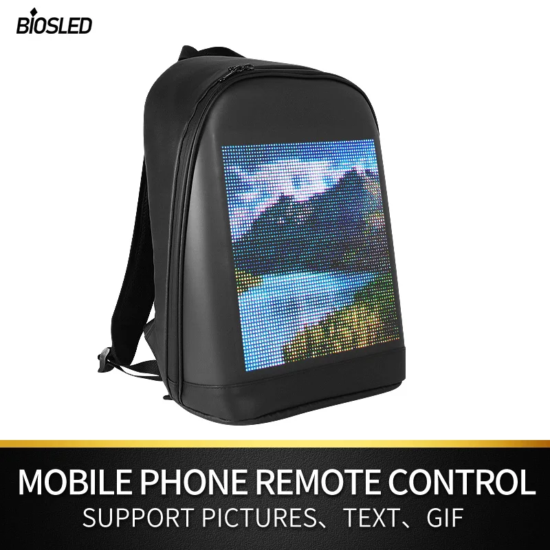 T2 Smart LED Backpack DIY Dynamic Full Color Display Custom LED Bag Pack Daily Use Advertising Travel LED Backpack With Screen