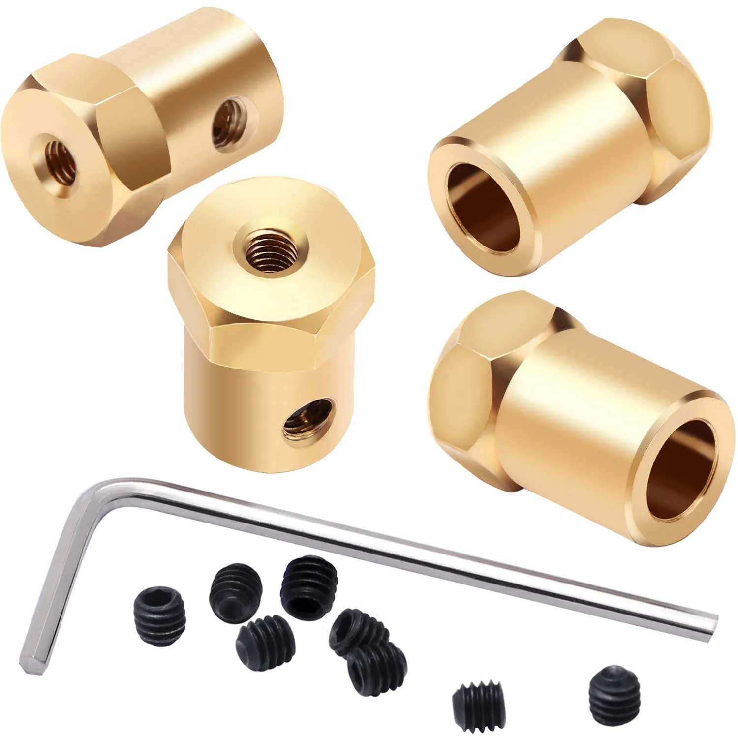 for Model Ships Robots Pack Of 5 Shaft Coupler Motor Copper Connector 3mm to 4mm Copper Wide Application Shaft Coupling Coupler DIY Coupling Transfer Joint 