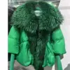 Green+green fox fur collar