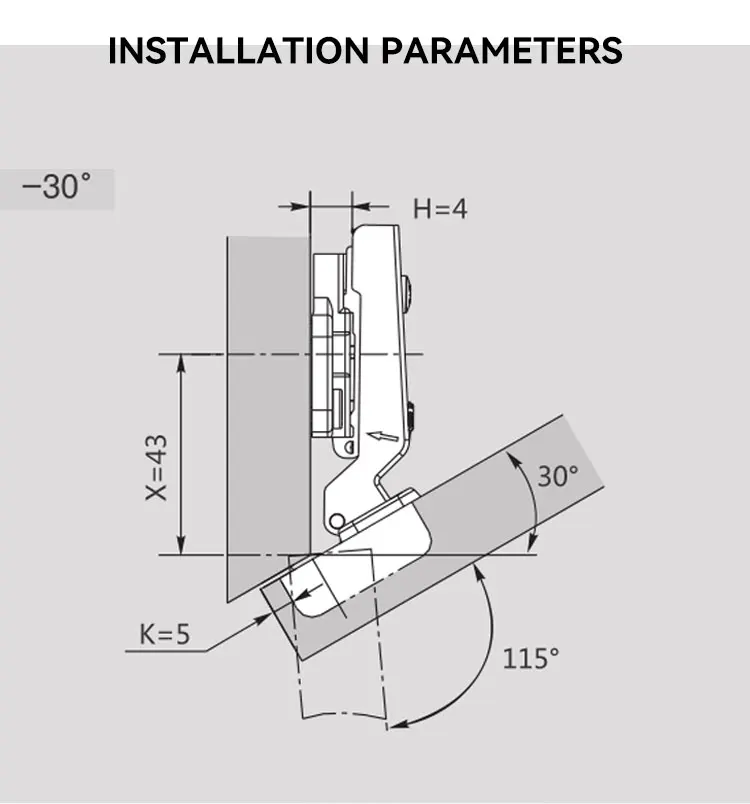 GH Special Angle 30 Degree Triangle Cabinet Door Hinge Furniture Hinge Kitchen Cabinet Hinge