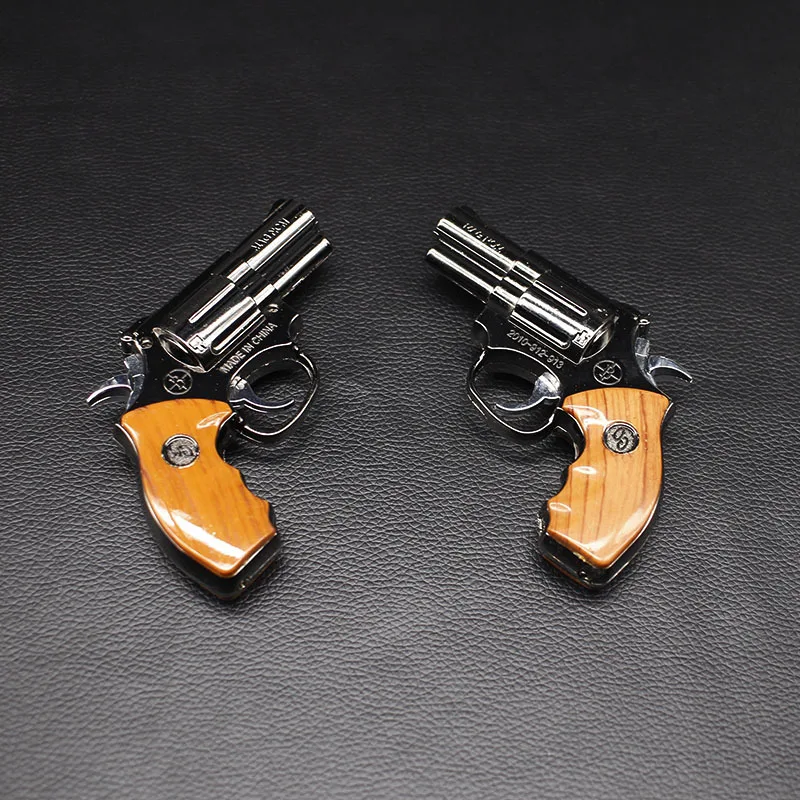 New Revolver Lighter 1 1 Metal Revolver +leather Type With Led Gas Gun