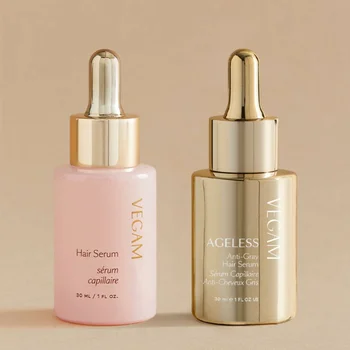 Premium Cosmetic skincare packaging flat shoulder pink glass dropper bottle serum body oil bottle with electroplate gold dropper