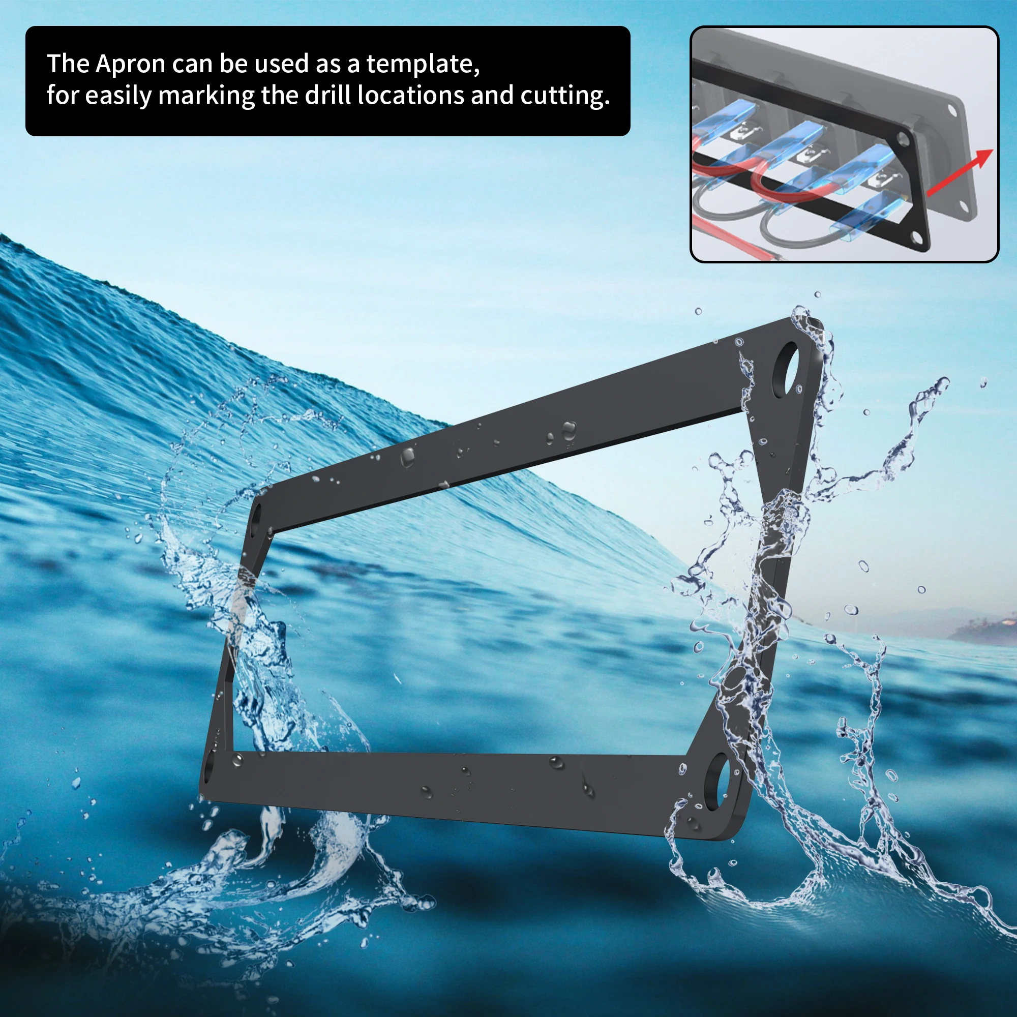 thumbnail image 2 of Pactarde Marine 6 Gang Waterproof Horizontal Switch Panel – Aluminum Plate 12VDC 2 of 6