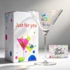 Juego de caja de regalo de copa de martini personalizada de colores