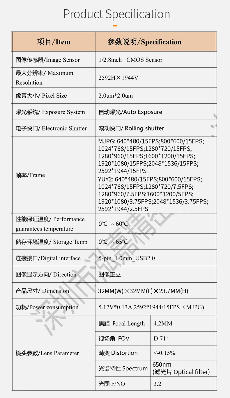 DGZX 5MP HD 15fps USB Camera Module插图2