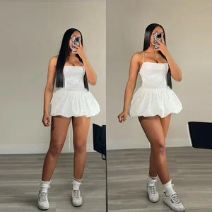 JY JY14DS01 Cami Solid Puffer Mini Dress Summer Dresses Summer Women Elegant Bubble Elegant Dresses 2024