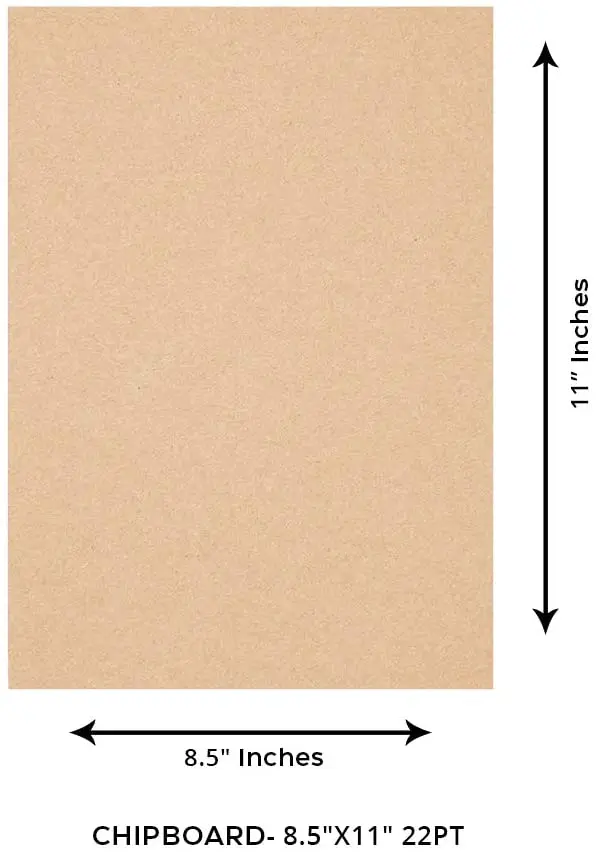 8.5 x 11 White Chipboard - Cardboard Medium Weight Chipboard Sheets -  White on One Side - 25 Per Pack 