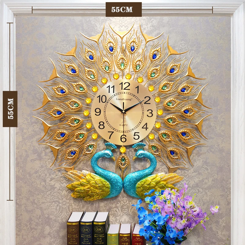 Peacock Shape Metal Modern Art Design Luxury Crystal Peacock Wall Clock For Luxury Living Room Wholesale Buy Peacock Wall Clocks Art Luxury Elegant Long Wall Clock Big Modern Luxury Wall Clock Product On