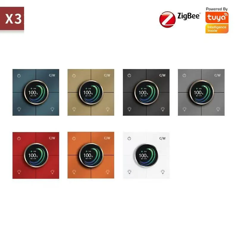 2025 New Smart Home Wall Switch with Touch Screen Knob Wireless Dimming Switch with Tuya/life Smart Mobile APP Remote Control
